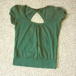 Green top. Open back detail. Size small